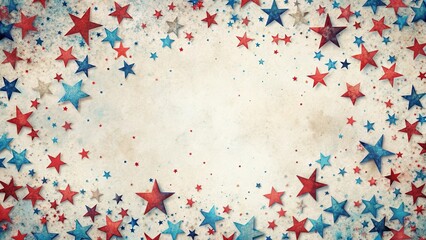 Patriotic Celebration A Festive Background of Red, White, and Blue Stars on Textured Paper