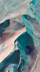Stunning aerial view of vibrant turquoise and sandy desert landscape