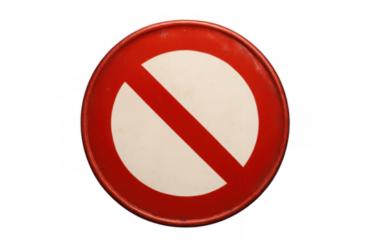 Prohibiting entry or activity traffic sign on transparent background, showing restriction and warning