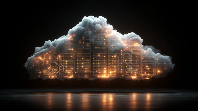Cloud Computing Network Infrastructure - Digital Technology Visualization with Cloud Server Concept