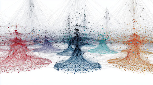 Ensemble Neural Network Visualization: Machine Learning and AI Technology Concept