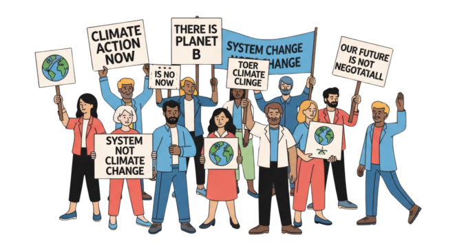 Climate Change Protest Illustration with People. inspiration illustration concept design creative background style inspiration