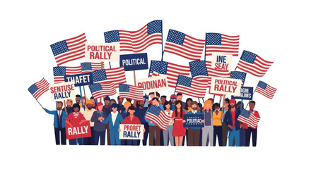 Diverse Crowd at a Political Rally. inspiration illustration concept design creative background style inspiration