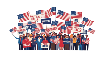 Diverse Crowd at a Political Rally. inspiration illustration concept design creative background style inspiration