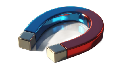 A vibrant close-up of a horseshoe magnet, showcasing its alluring power.