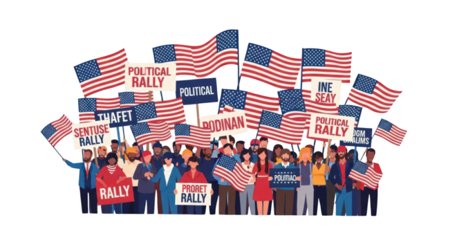 Diverse Crowd at a Political Rally. inspiration illustration concept design creative background style inspiration