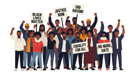 Diverse Crowd Protesting for Equality. style inspiration illustration concept design creative background style inspiration