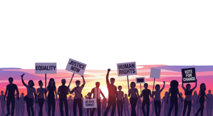 Diverse Crowd Protesting for Equality Justice and Human Rights. design creative background style inspiration