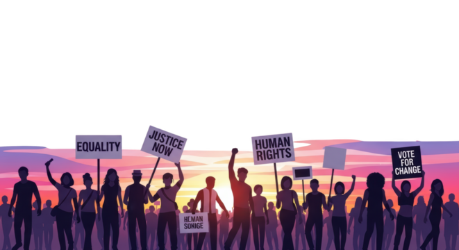 Diverse Crowd Protesting for Equality Justice and Human Rights. design creative background style inspiration