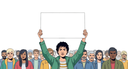 Diverse Crowd Protesting with Blank Sign. inspiration illustration concept design creative background style inspiration