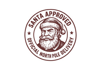 Christmas Badge Stamp Hand Drawn Illustration Vector Asset by AZ for Emblem, Patch, Logo, Print, Stamp