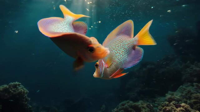 Colorful Mandarin Fish Mating Dance