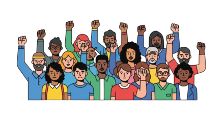 Diverse Group of People Protesting. style inspiration illustration concept design creative background style inspiration