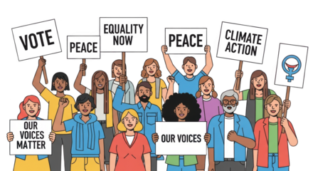 Diverse Group Protesting for Change. style inspiration illustration concept design creative background style inspiration