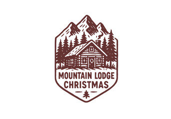 Christmas Badge Stamp Hand Drawn Illustration Vector Asset by AZ for Emblem, Patch, Logo, Print, Stamp