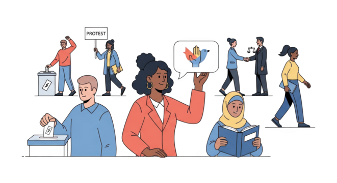 Diverse People Participating in Democracy and Social Activism. concept design creative background style inspiration