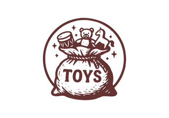 Christmas Badge Stamp Hand Drawn Illustration Vector Asset by AZ for Emblem, Patch, Logo, Print, Stamp