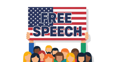 Free Speech Protest with American Flag. inspiration illustration concept design creative background style inspiration