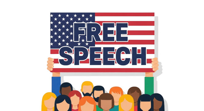Free Speech Protest with American Flag. inspiration illustration concept design creative background style inspiration