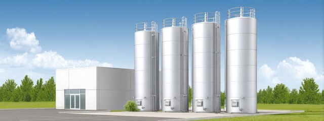 Fototapeta premium Modern sewage treatment plant facility with advanced technology and machinery , industrial, treatment, plant, waste