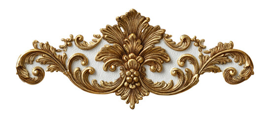 Ornate Golden Floral Design with Elegant Detailing on a Transparent Background