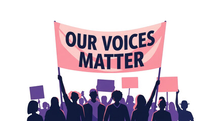 People Protesting with Our Voices Matter Banner. illustration concept design creative background style inspiration
