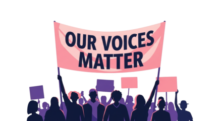 People Protesting with Our Voices Matter Banner. illustration concept design creative background style inspiration