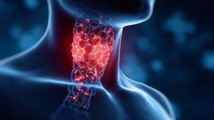Medical Visualization of Thyroid Gland Inflammation - 3D Anatomical Inflammatory Process Illustration