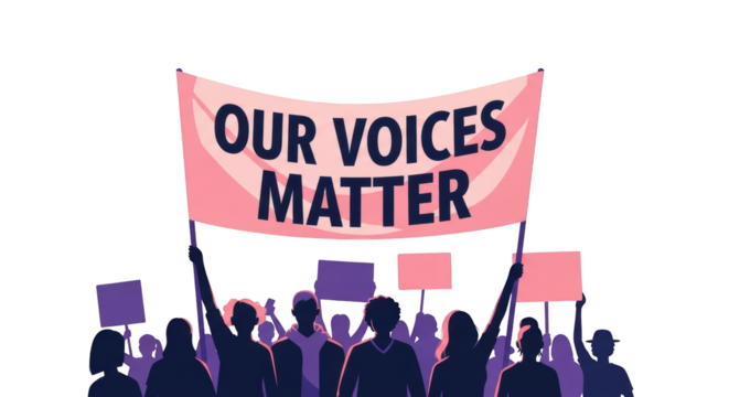 People Protesting with Our Voices Matter Banner. illustration concept design creative background style inspiration