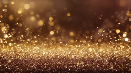 Naklejka premium glittering golden festivity background with sparkling bokeh lights