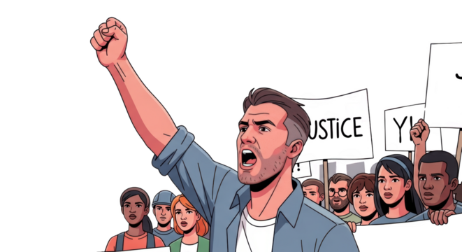 Protestors Demand Justice and Equality. style inspiration illustration concept design creative background style inspiration - Powered by Adobe