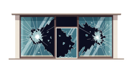 Shattered storefront window with broken glass illustration. illustration concept design creative background style inspiration