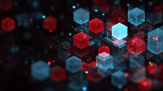 3D Data Visualization Blocks - Digital Technology Abstract Cube Infographic Concept