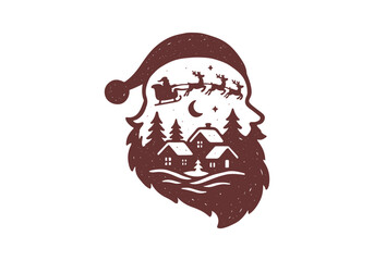 Christmas Badge Stamp Hand Drawn Illustration Vector Asset by AZ for Emblem, Patch, Logo, Print, Stamp