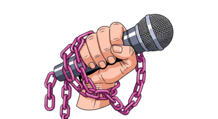 Silenced Voice Handcuffed Microphone. background style inspiration illustration concept design creative background style inspiration