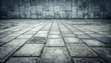 Fototapeta premium A Perspective View of a Stone-paved Ground Leading to a Weathered Stone Wall Background