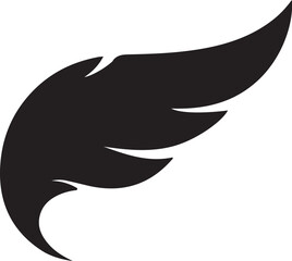 Elegant black wing silhouette graphic with transparent background for design projects isolated on transparent background