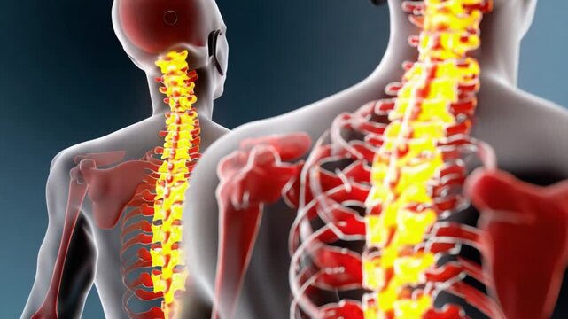 The Human Spine in Detail: A meticulously rendered depiction showcasing the intricate structure of the spine, highlighting its integral role in the human body's framework, a cornerstone of well-being.