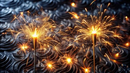 Illuminated Festive Sparklers Against a Dark Textured Background A Celebration of Light and Joy