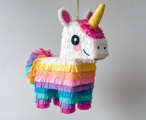 Colorful unicorn pinata party decoration festive event indoor setup playful atmosphere