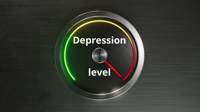 Realistic depression level gauge animation from low to high
