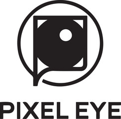 Modern pixel eye logo symbol representing digital vision technology and creative eye design for tech companies and brands isolated on transparent background