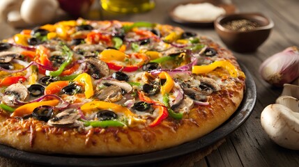 Fresh Vegetable Pizza with Vibrant Colors and Delicious Flavor