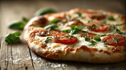 Gourmet Italian Margherita Pizza Styled for Restaurant Menu or Advertising