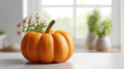 pumpkin on a table in modern kitchen