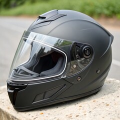 Matte Motorcycle Helmet With Visor and Vent System, Sleek Safety Gear for Riders on Road
