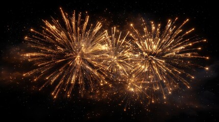 golden fireworks illuminate the night sky during a festive celebration like new years eve or independence day