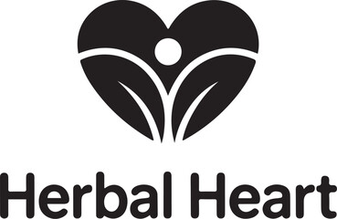 Symbolic heart shape with internal leaf design and human silhouette representing natural wellness and healthy lifestyle isolated on transparent background