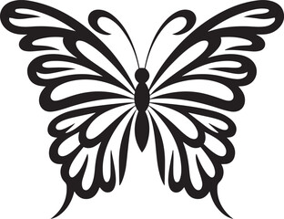 Elegant butterfly silhouette with ornate wing patterns and delicate antennae perfect for decorative designs and art projects isolated on transparent background