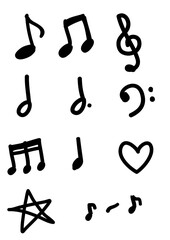 手書き音符アイコンセット　メロディ